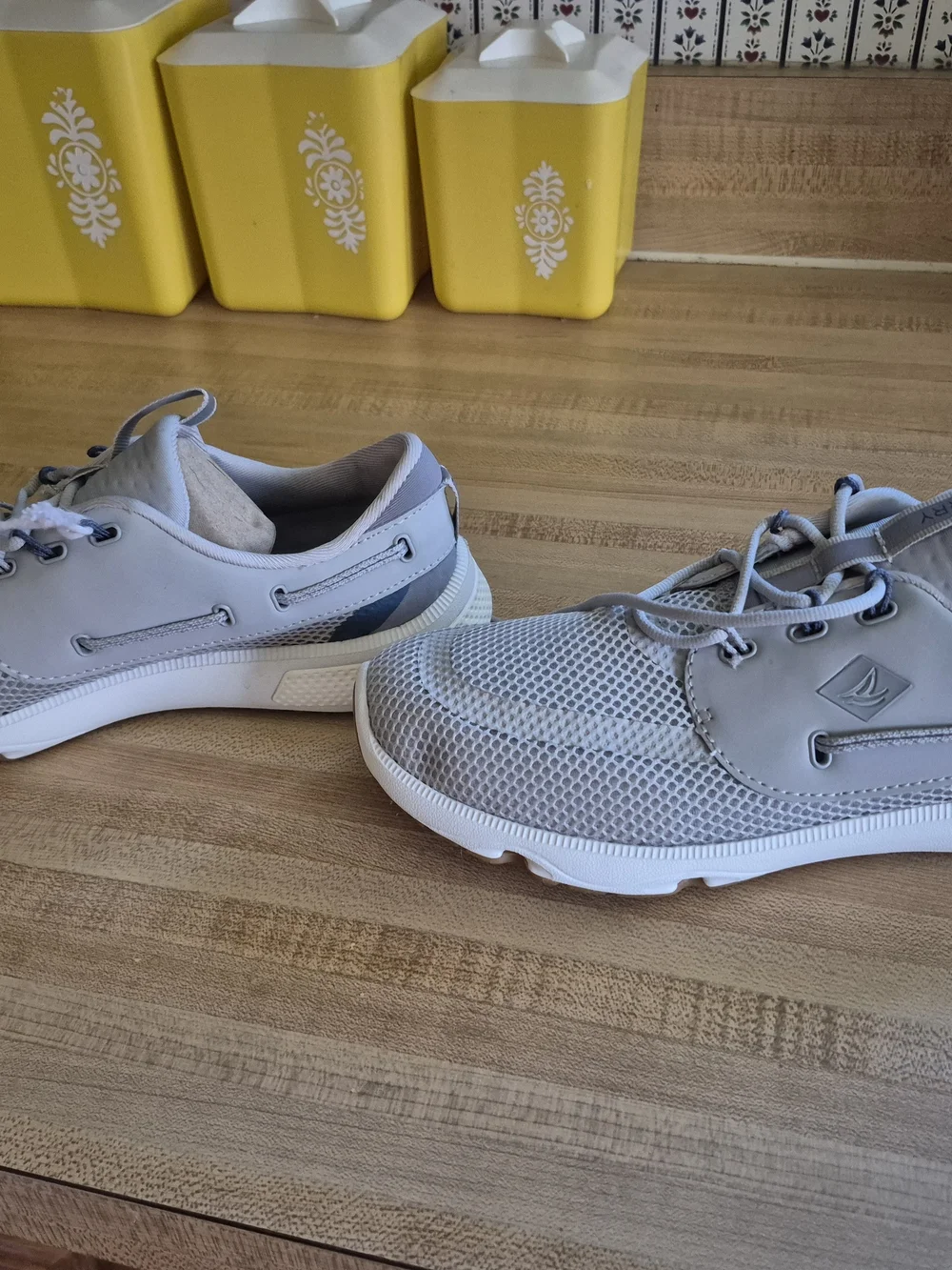 Sperry Light Gray Mesh Boat Shoes - Men's Lace-Up